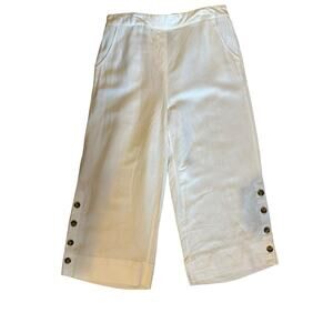 Zac&Rachel Womens Linen Blend WideLeg Cropped Pants Size M CoastalGrandma Beachy